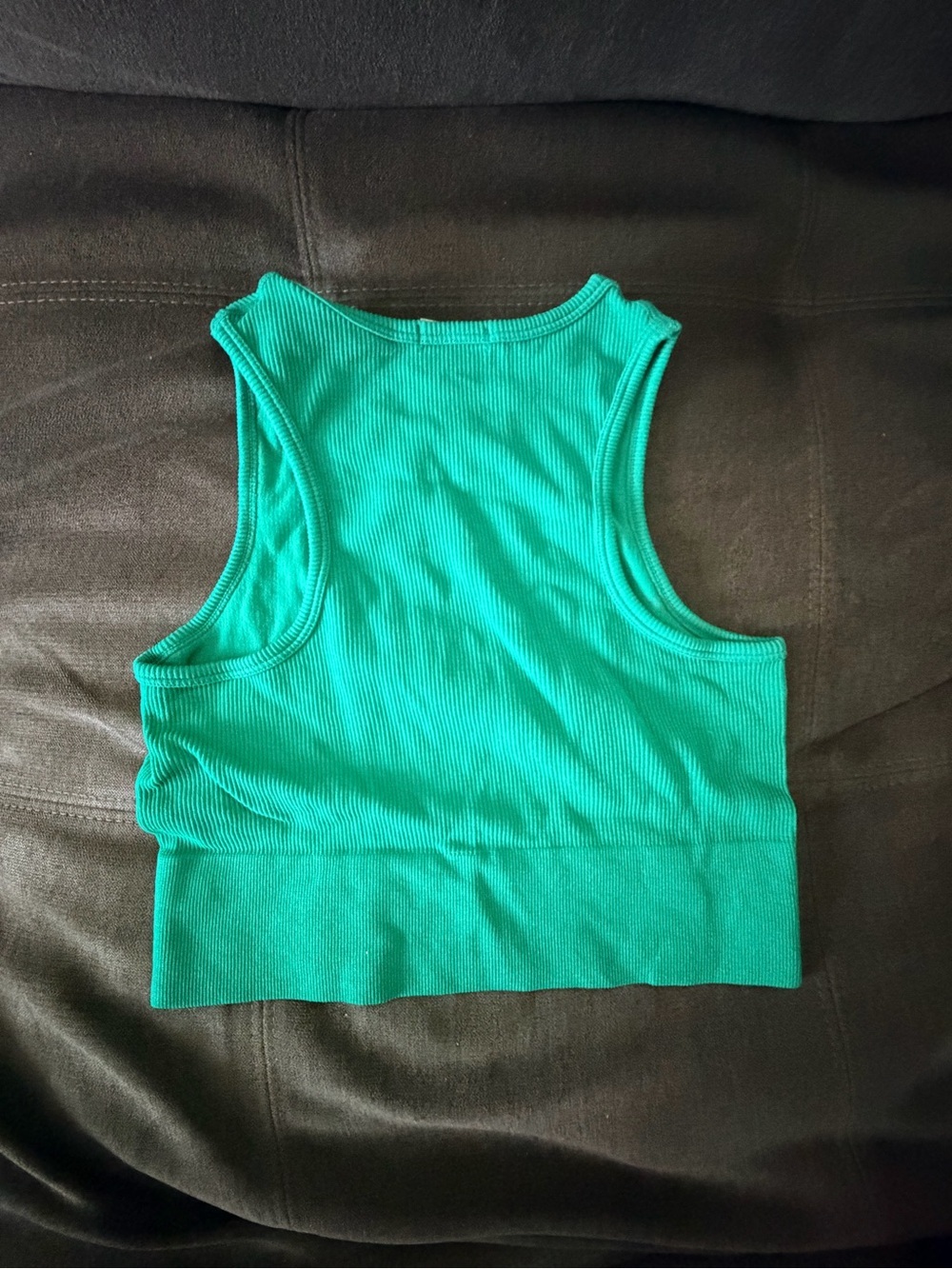 Bozzolo Teal Green Ribbed Crop Tank - Picture 2 of 7